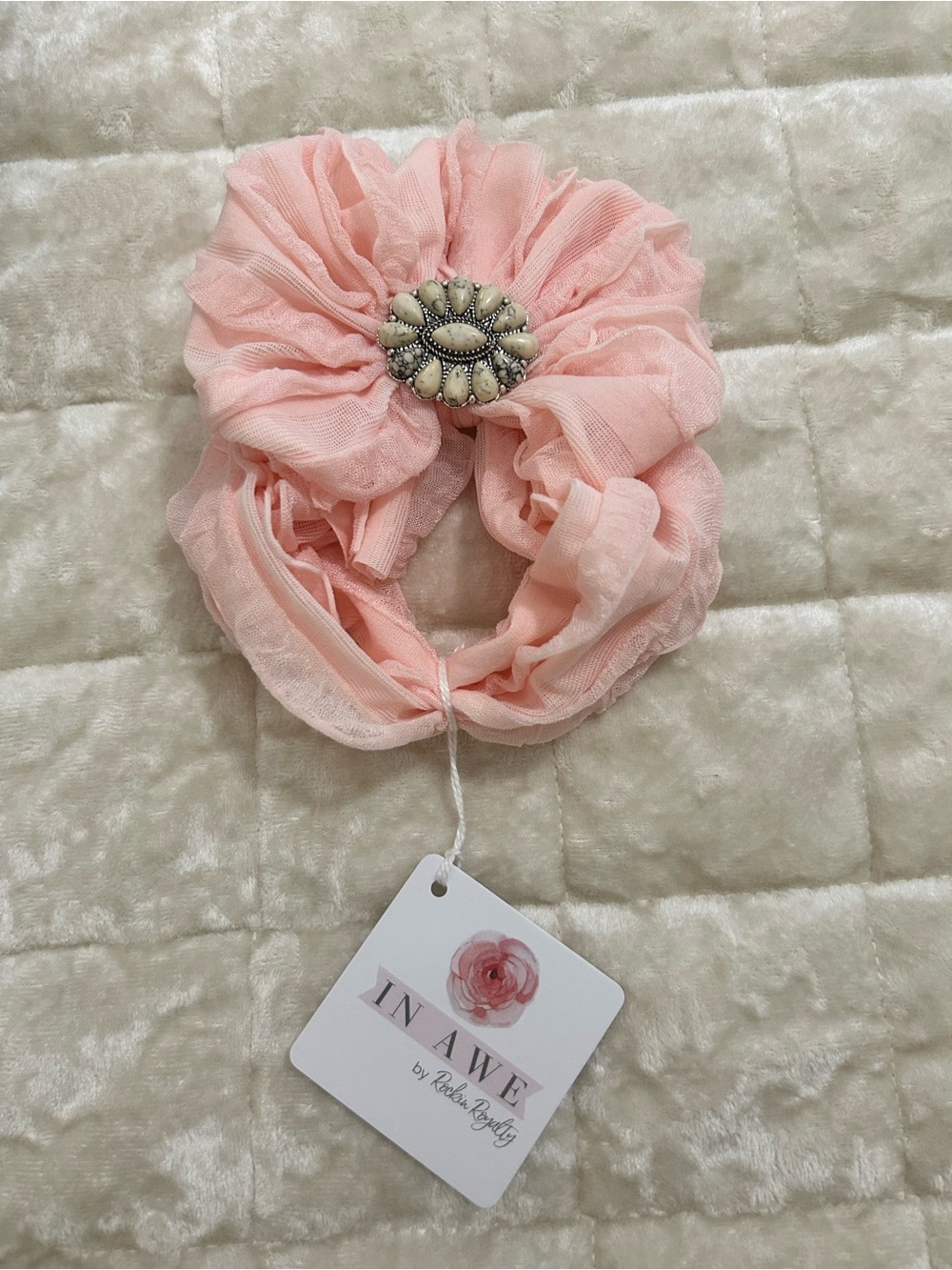 Beautiful pink infant bow with accent